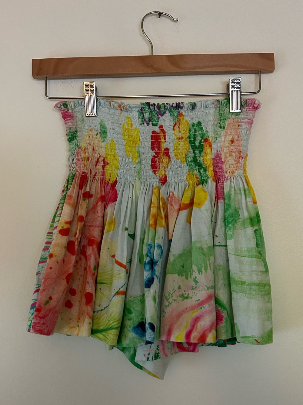 Koch 100% Organic Cotton Erica Smocked Mini Shorts Skort XS Tropical